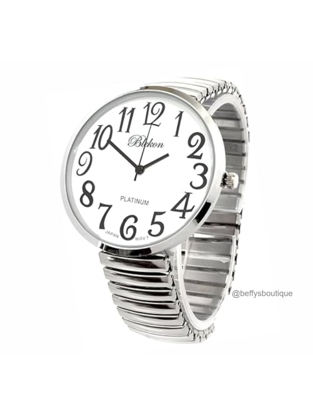 Super Large White Face Stretch Band Watch 43mm Japanese Quartz Movement